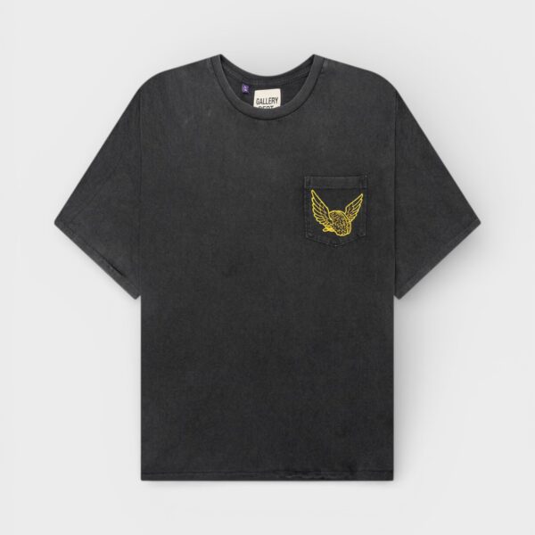 Gallery Dept Mens . Flying Brain Pocket Tee Vintage Black Cotton - Size 2XL