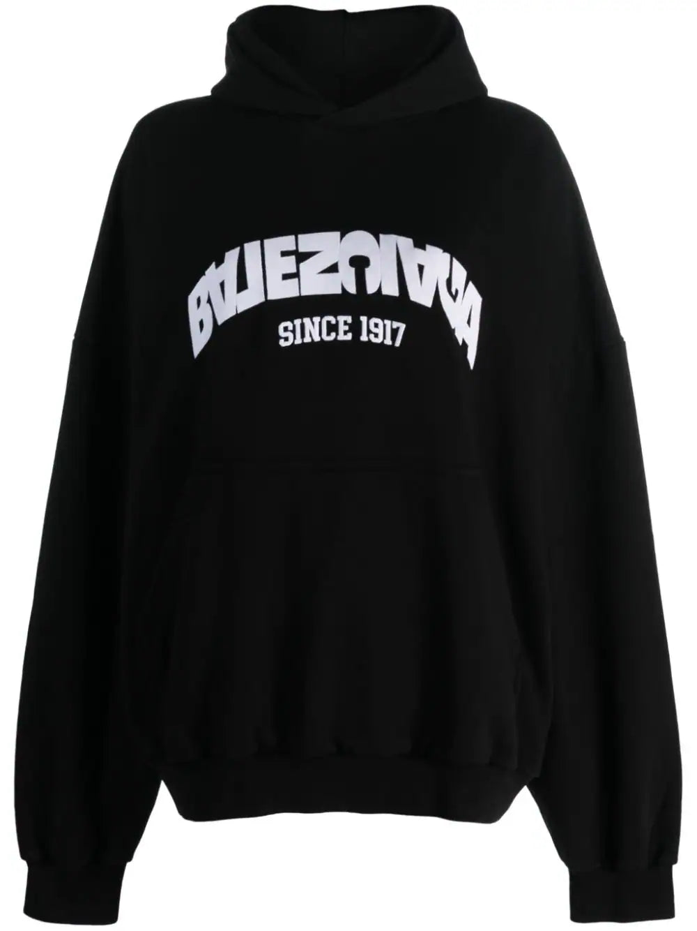 Balenciaga Mens Back Flip Round Hoodie in Black Cotton - Size Large
