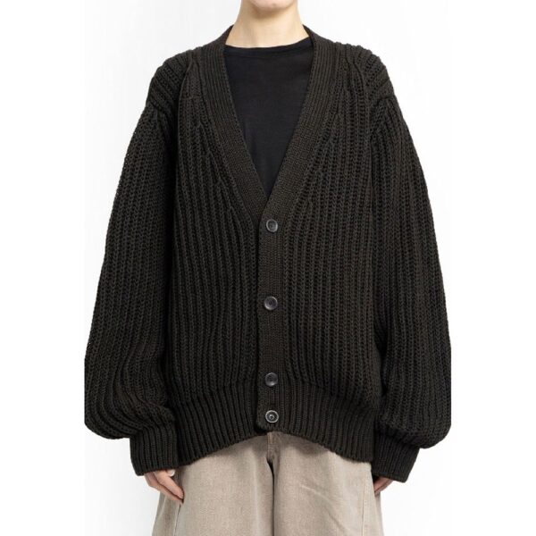 Lemaire Mens Shearling-lined Leather Biker Jacket - Dark Grey Cotton - Size Small