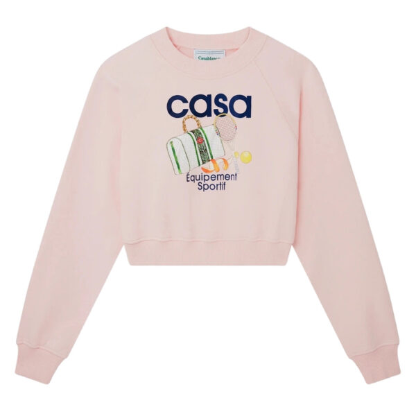 Casablanca Mens Printed Cropped Equipment Sport Pink Sweatshirts Cotton - Size Large