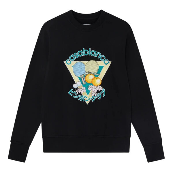 Casablanca Mens Embroidered Ping Pong Club Black Sweatshirts Cotton - Size X-Small
