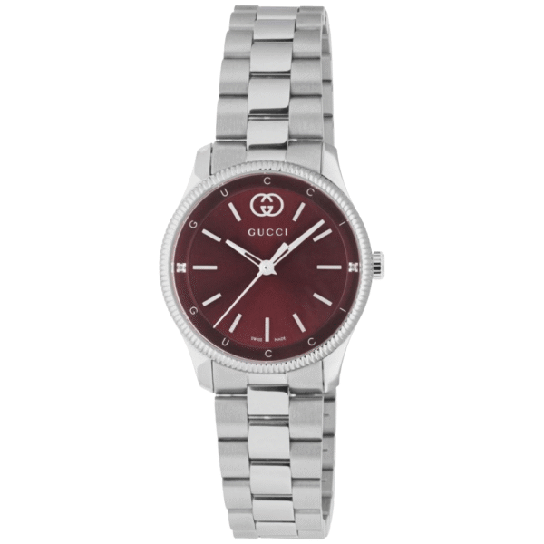 Gucci Womens G-Timeless YA1265069 Red Dial 29mm Ladies Watch - Silver Stainless Steel - One Size