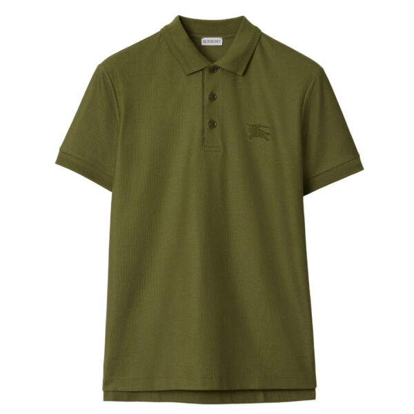 Burberry Mens Eddie Ekd Olive Green Polo Shirt Cotton - Size Medium