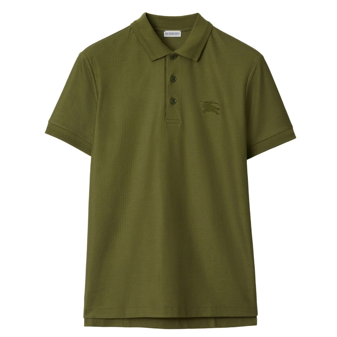 Burberry Mens Eddie Ekd Olive Green Polo Shirt Cotton - Size Medium
