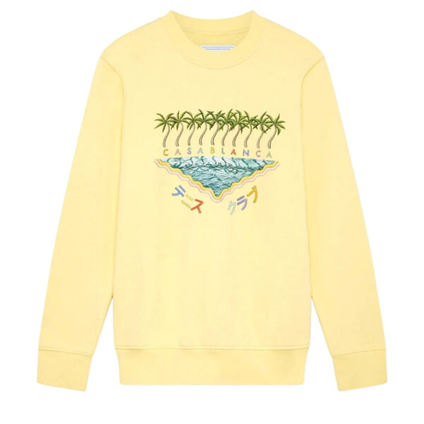 Casablanca Mens Embroidered Sweatshirt Enoshima Beach Yellow Cotton - Size 2XS