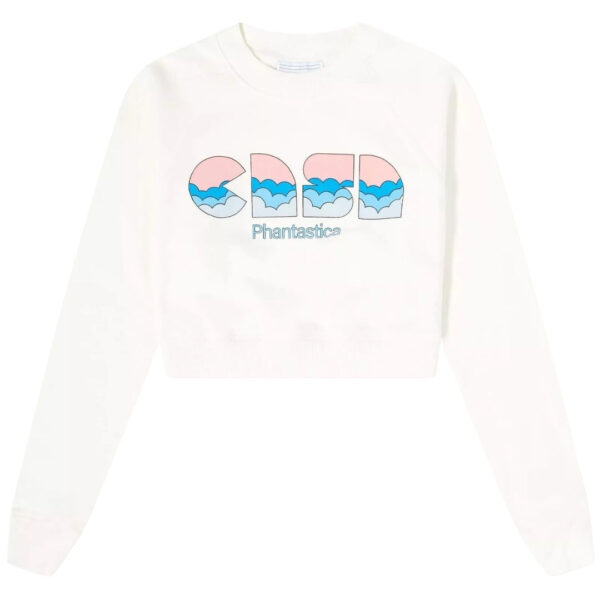 Casablanca Mens Casa Clouds Screen Printed Cropped White Sweatshirt Cotton - Size X-Small