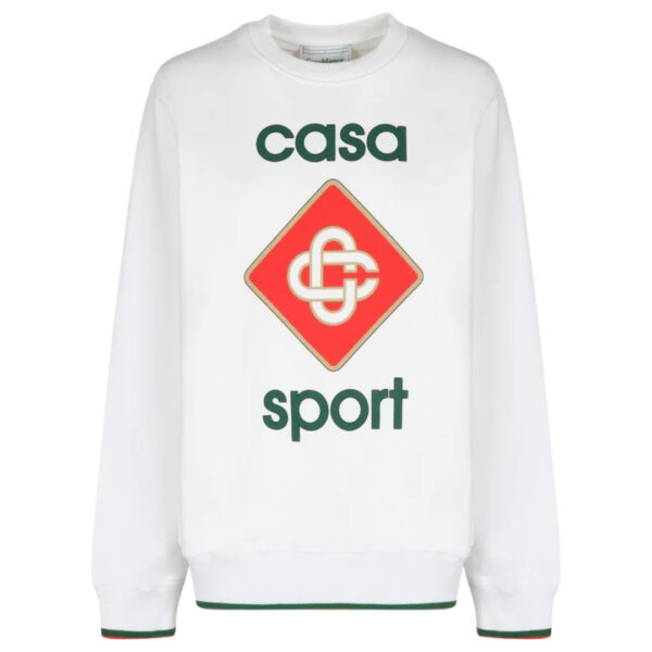 Casablanca Mens Bold Casa Sport Logo White Sweatshirt Cotton - Size X-Small