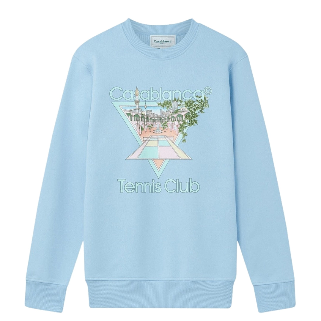 Casablanca Mens Tennis Club Icon Patelle Pale Blue Sweatshirt Cotton - Size 3XL