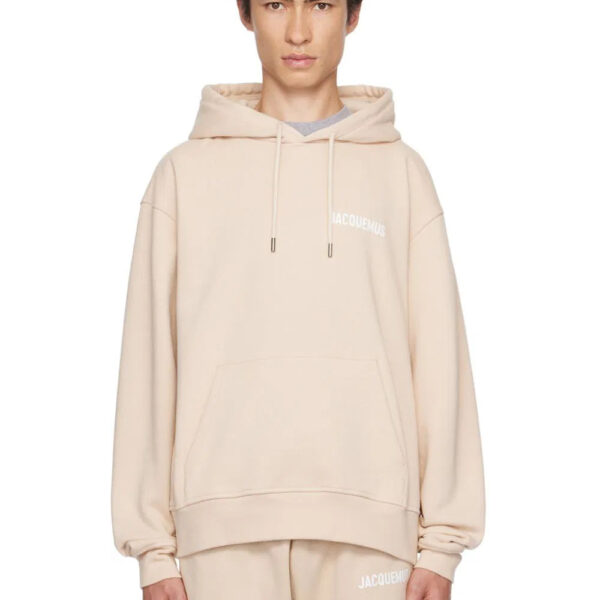 Jacquemus Mens Le Sweatshirt Hoodie in Beige Cotton - Size Medium