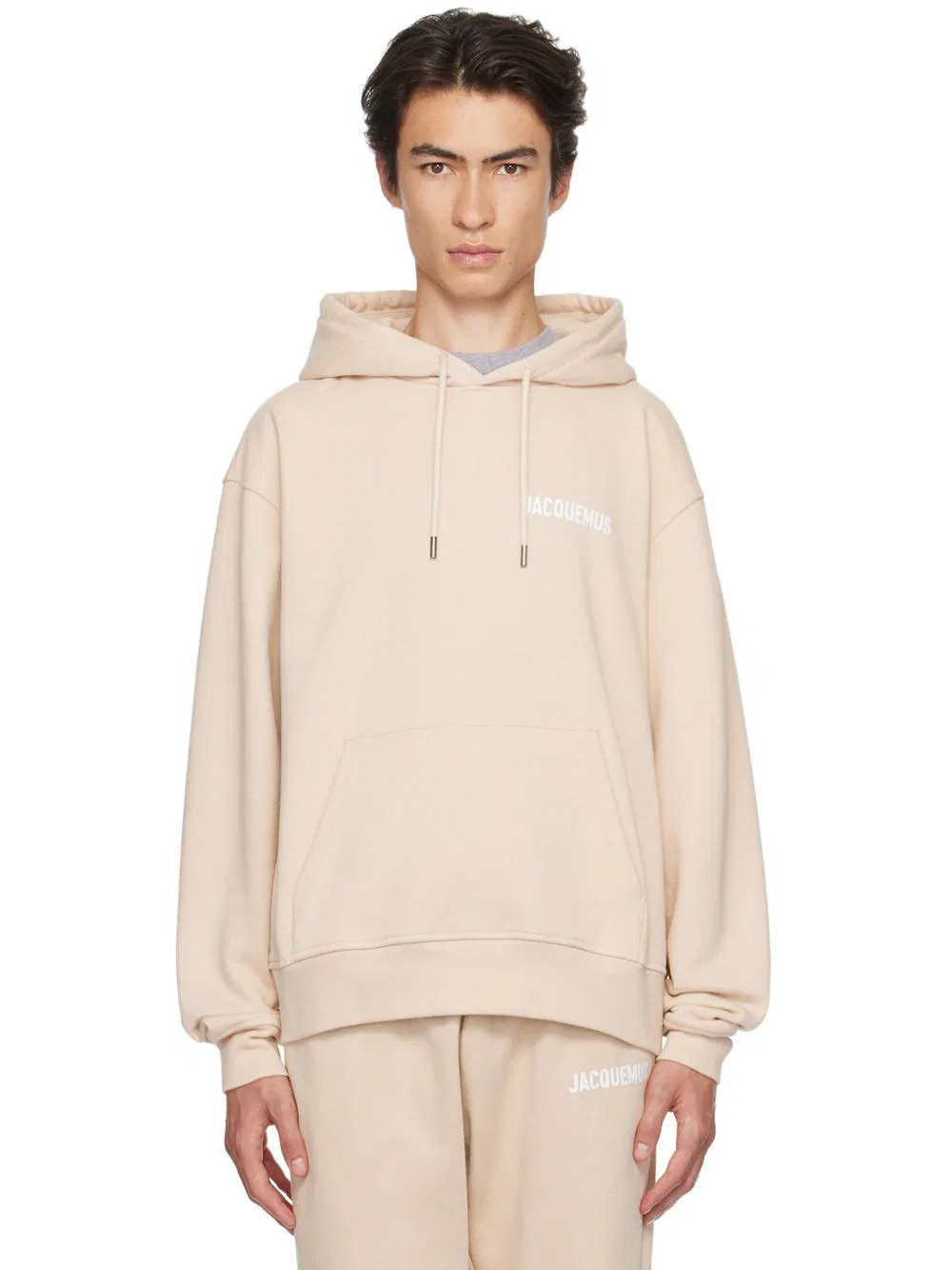 Jacquemus Mens Le Sweatshirt Hoodie in Beige Cotton - Size Medium