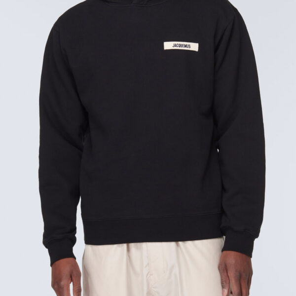 Jacquemus Mens The Gros Grain Hoodie in Black Cotton - Size Small