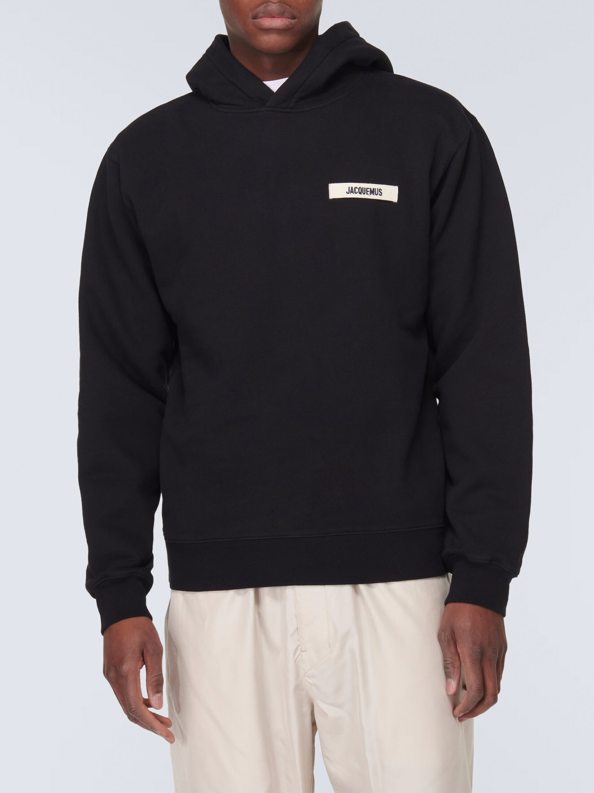 Jacquemus Mens The Gros Grain Hoodie in Black Cotton - Size Small