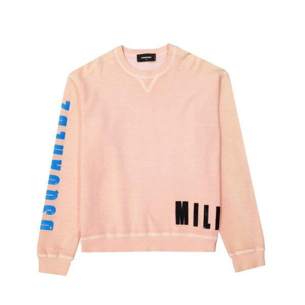 Dsquared2 Mens Cashmere V-neck Sweater With Ribbed Trim - Coral Cotton - Size Small