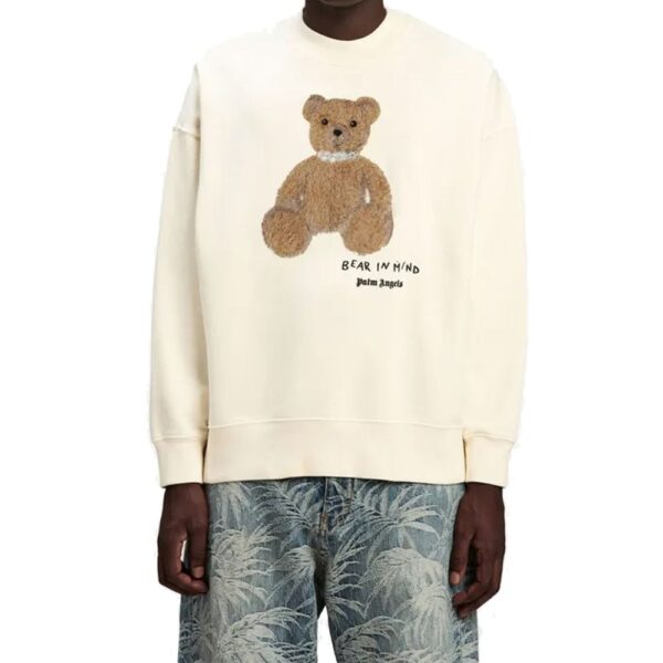 Palm Angels Mens Knitted Cashmere Blend Sweater With Ribbed Details - Ivory Cotton - Size X-Large