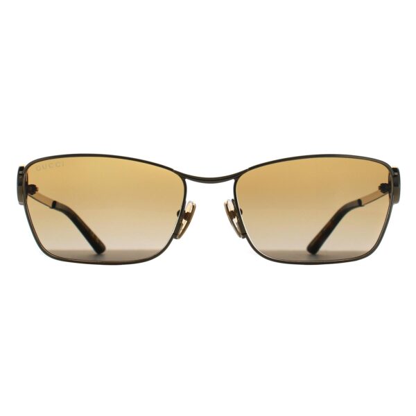 Gucci Rectangle Womens Gold Brown Gradient GG2045S Metal - One Size