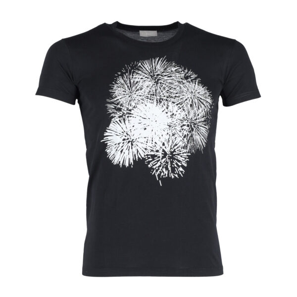 Dior Pre-owned Mens Christian Firework Graphic T-Shirt in Black Cotton - Size Small