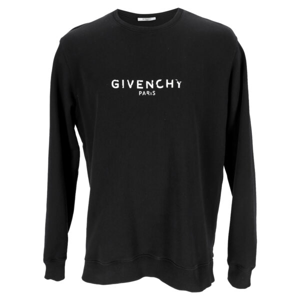 Givenchy Pre-owned Mens Logo-Print Crewneck Sweatshirt in Black Cotton - Size Medium