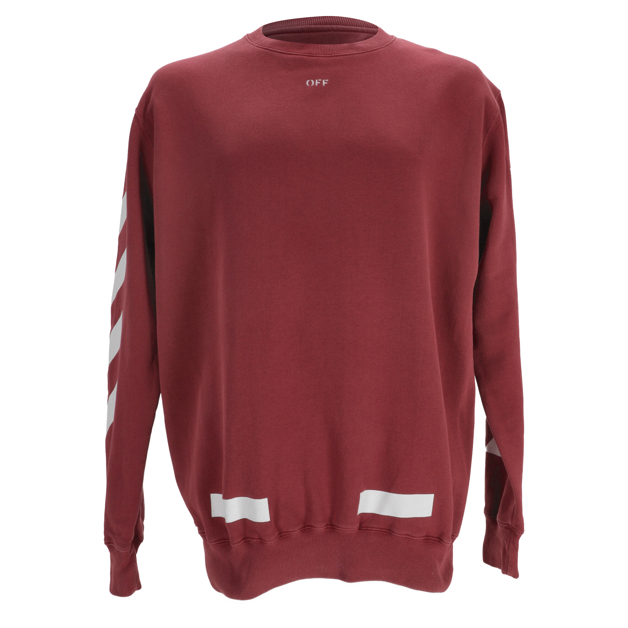 Off white Pre-owned Mens Off-White Diagonal Sweatshirt in Red Cotton - Size X-Large
