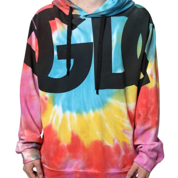 Dolce & Gabbana Mens Multicolor Tie Dye Hooded Sweatshirt Sweater - Multicolour Cotton
