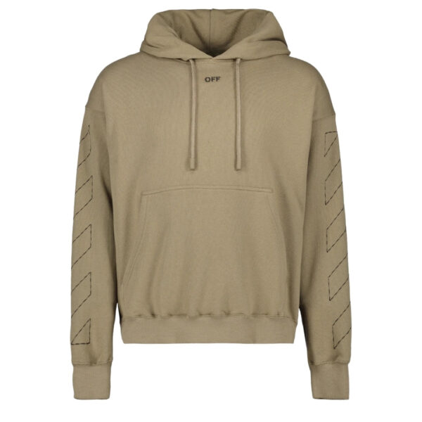 Off-White Mens Off Stitch Skate Hoodie Beige Cotton - Size Large