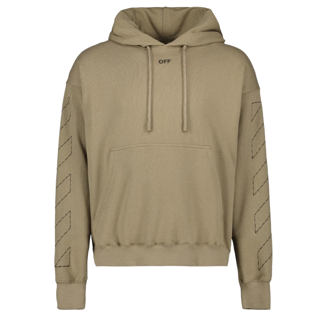 Off-White Mens Off Stitch Skate Hoodie Beige Cotton - Size Large