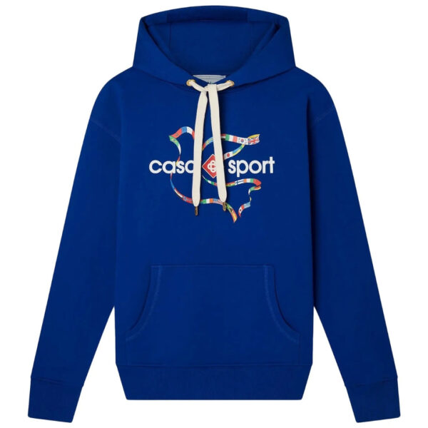 Casablanca Mens Drapeau De Collombes Printed Blue Hoodie Cotton - Size 2XL