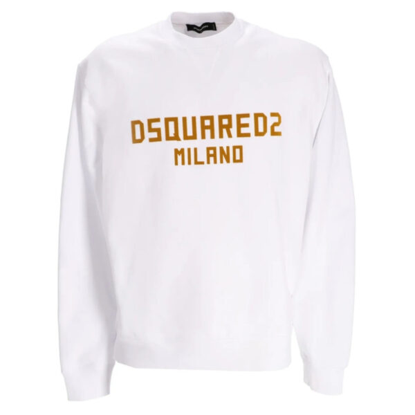 Dsquared2 Mens Milano Logo Cool Fit White Sweatshirt Cotton - Size Medium