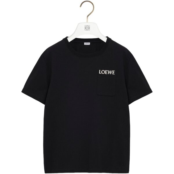 Loewe Mens Cotton Pocket Logo T-Shirt - Black - Size X-Large