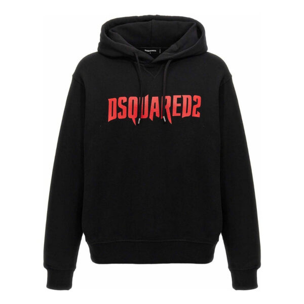 Dsquared2 Mens Horror Logo Black Hoodie Cotton - Size 2XL