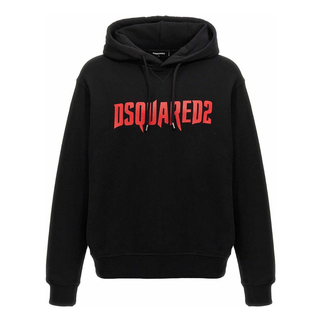 Dsquared2 Mens Horror Logo Black Hoodie Cotton - Size 2XL