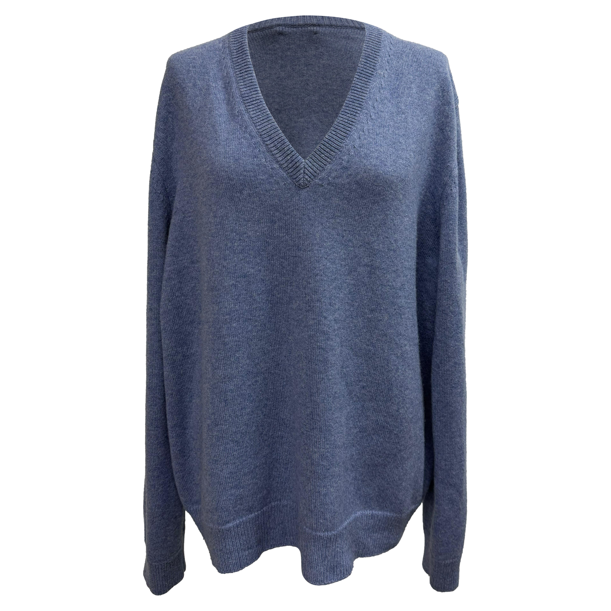 Celine Pre-owned Mens V-Neck Sweater in Blue Cashmere - Size X-Large