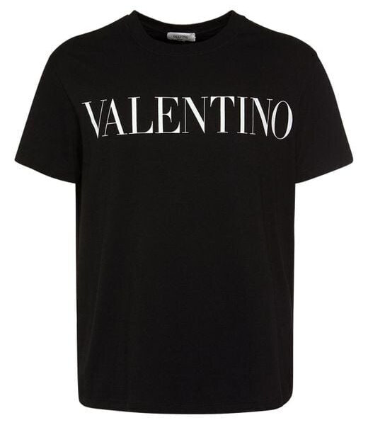Valentino Mens Logo Print T-shirt in Black Cotton - Size Medium