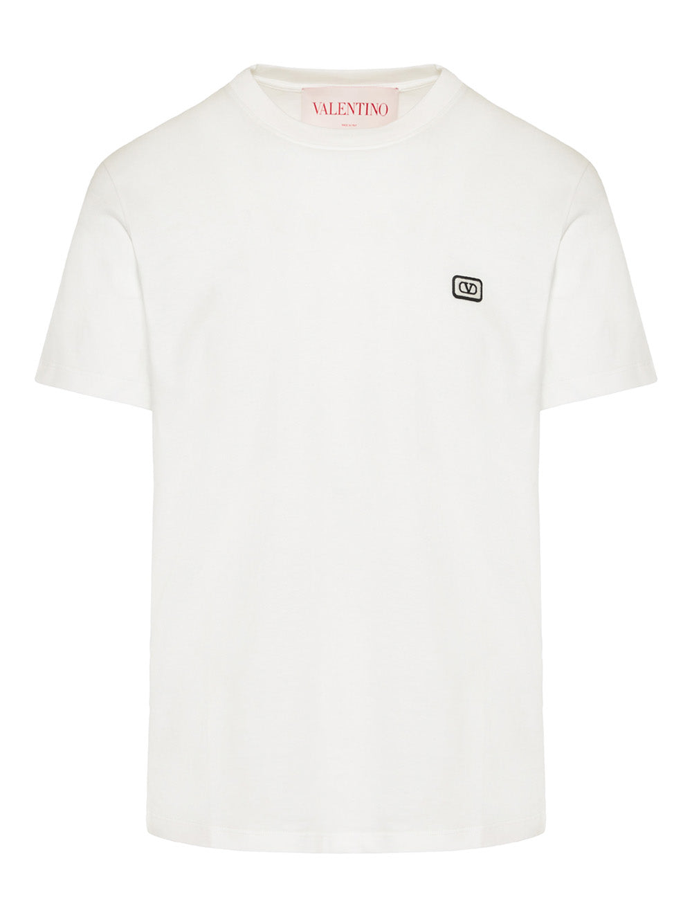 Valentino Mens Small VLOGO Patch Embroidered T-Shirt in White Cotton - Size Large