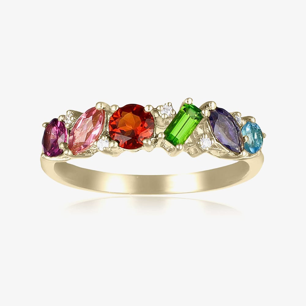 Gold Impression 9ct Yellow Gold Multi Stone Dress Ring DOM345 P