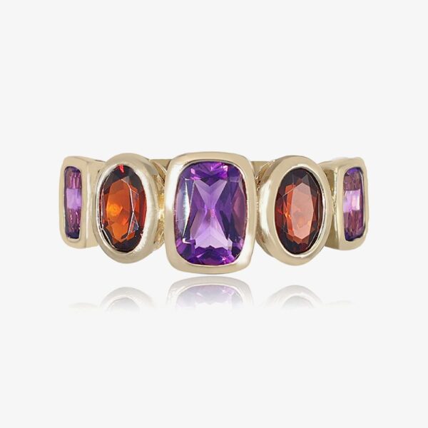 Gold Impression 9ct Yellow Gold Amethyst & Garnet Dress Ring DOM337 P