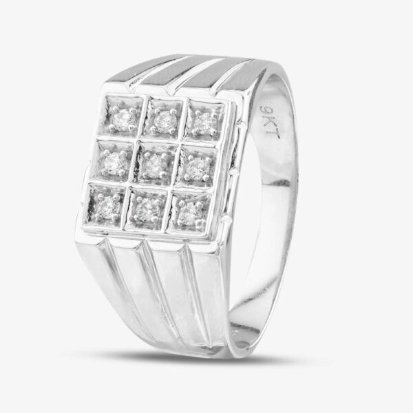 9ct White Gold Cubic Zirconia Square Signet Ring DIV90W Y