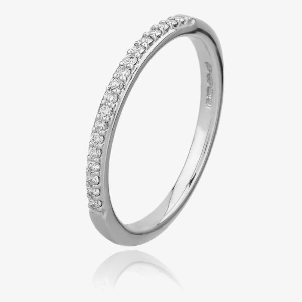 Gold Impression 18ct White Gold 2mm Narrow Pave-set Diamond Wedding Ring 9708/18W/DQ10 T