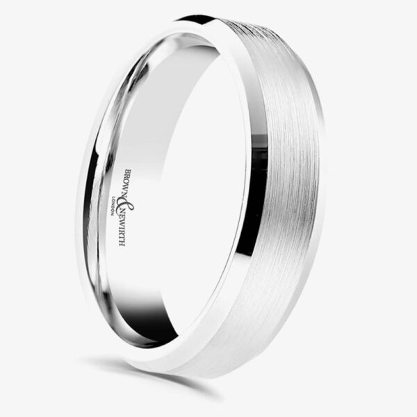Brown & Newirth Dexter Platinum Brushed 5mm Ring ANFP567 V