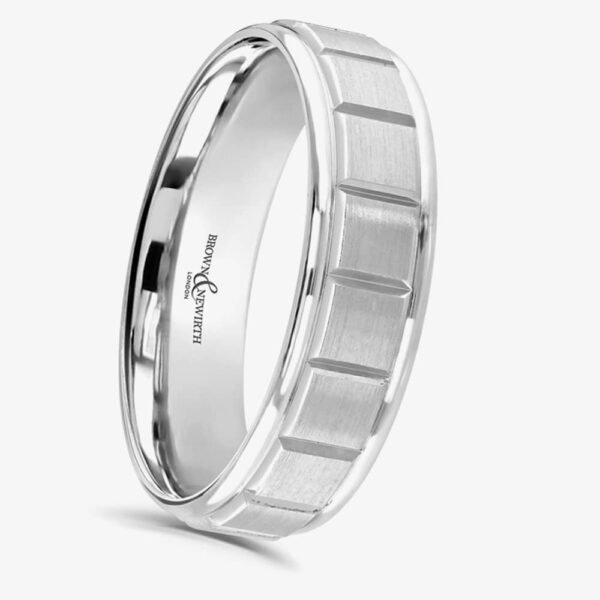 Brown & Newirth Gleason Platinum Brushed Cube 6mm Ring ANFP2039M 6.0 U