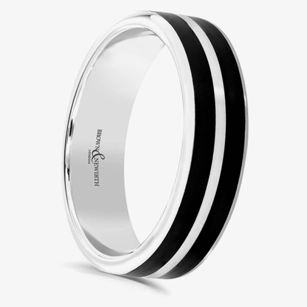 Brown & Newirth Dalston Platinum Black Ceramic 5mm Ring C6ANFP32 5.0 R