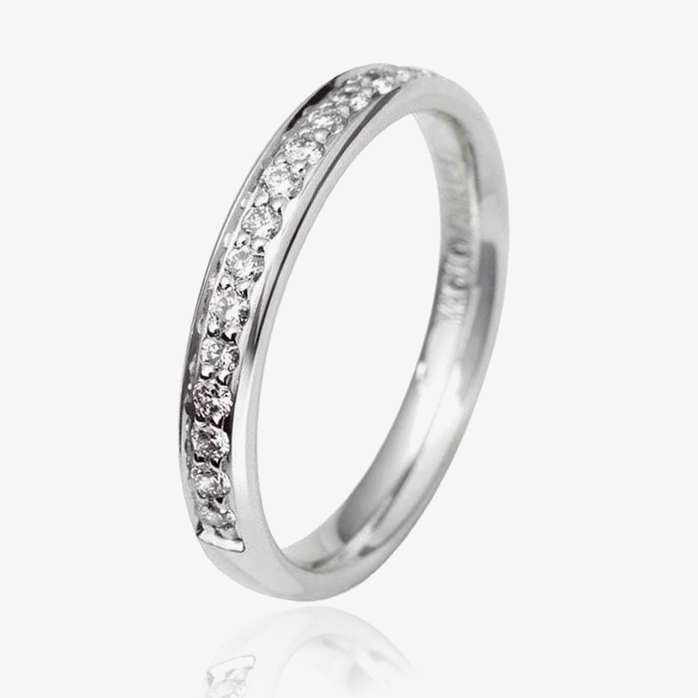 Platinum 3mm Grain Set Diamond Court Wedding Ring WG10/3R125PlaT HSI-L
