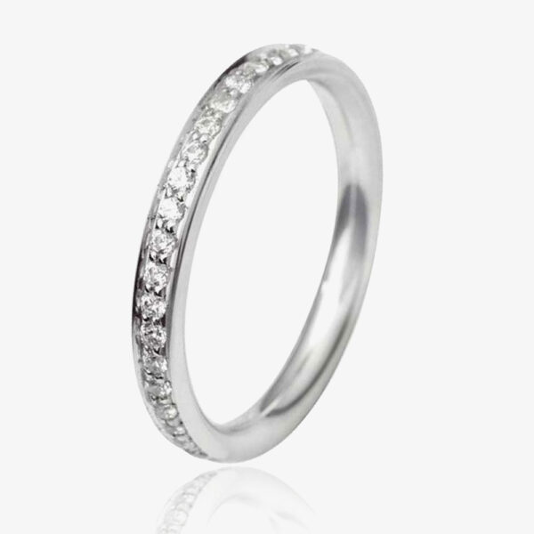 Platinum 2.5mm Full Grain Set Diamond Court Wedding Ring WG11/2.5R125PlaT HSI-L