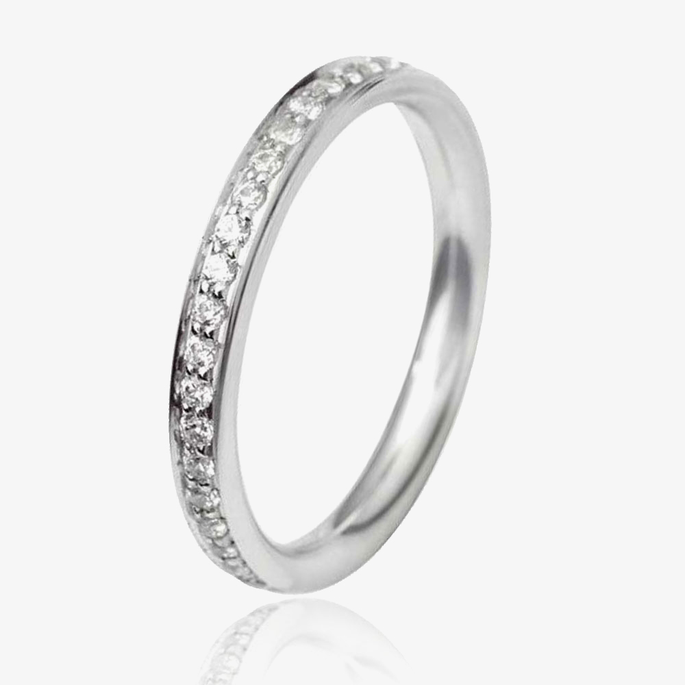 Platinum 2.5mm Full Grain Set Diamond Court Wedding Ring WG11/2.5R125PlaT HSI-L