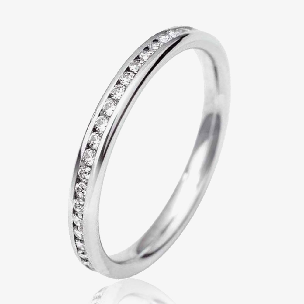 18ct White Gold 2.5mm Full Channel Set Diamond Wedding Ring WG5/2.5R125 18W HSI -M