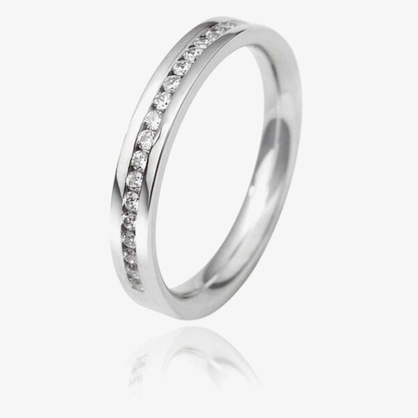 18ct White Gold 2.0mm Channel Set Diamond Flat Court Wedding Ring WGH2/2R125 18W HSI-L