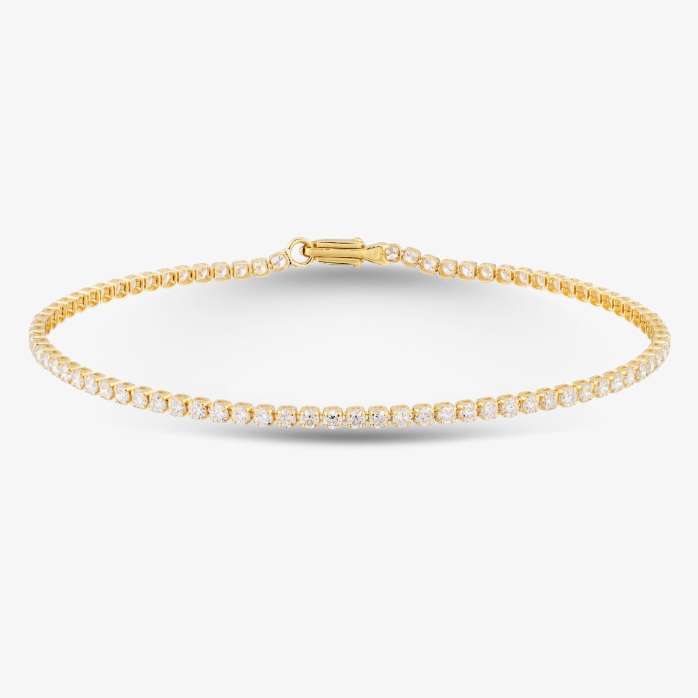 14ct Yellow Gold Lab Grown 2.04ct Diamond Tennis Bracelet 71SL3-H002