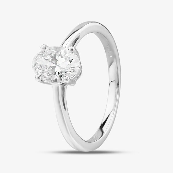 14ct White Gold Lab Grown 1.00ct Certificated Oval-Cut Diamond Solitaire Ring TH0584021 N