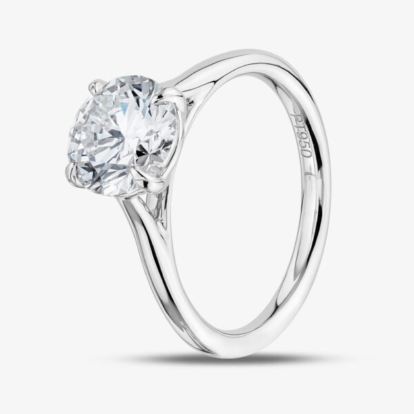 Platinum 2.05ct Brilliant Cut Lab Grown Diamond 4 Claw Solitaire Ring HLR294-SSRB42 M