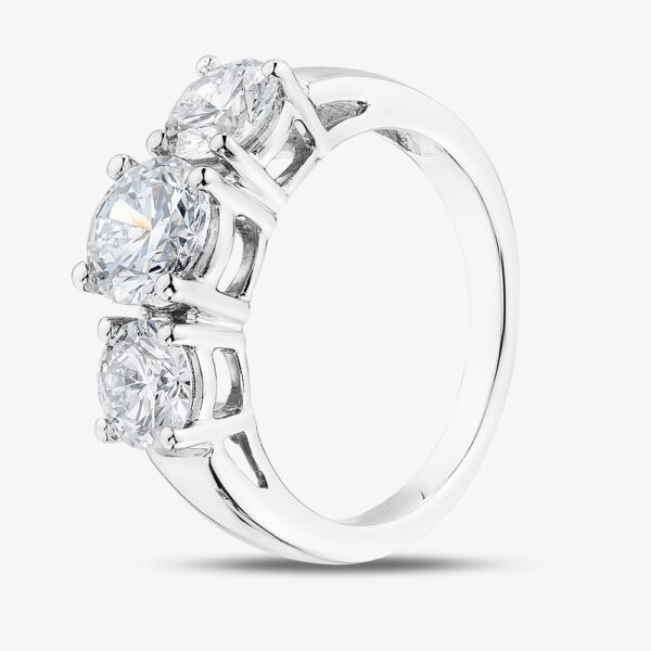 Pure Brilliance Platinum 2.00ct Brilliant Cut Lab Grown Diamond Three Stone Ring LGR5026-200 O