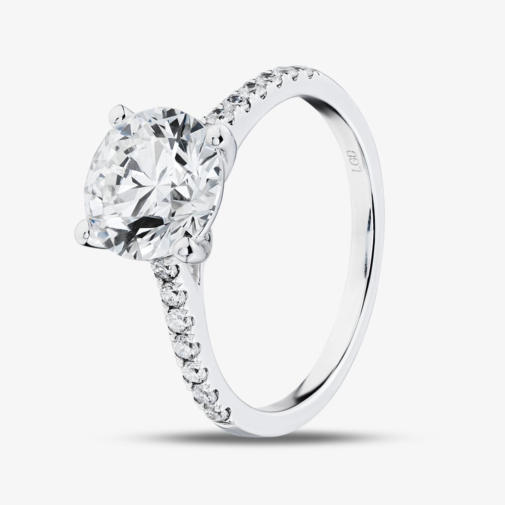 Pure Brilliance Platinum 2.20ct Round Lab Grown Diamond Shoulder Set Ring LGR35523-220SF Q